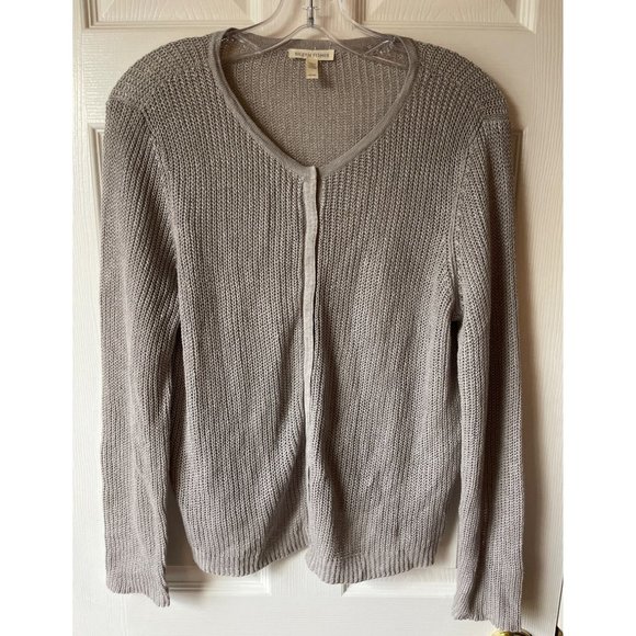 Eileen Fisher Sweaters - Eileen Fisher Sweater Womens Size M Linen Gray Snap Front Minimalist Knit Casual
